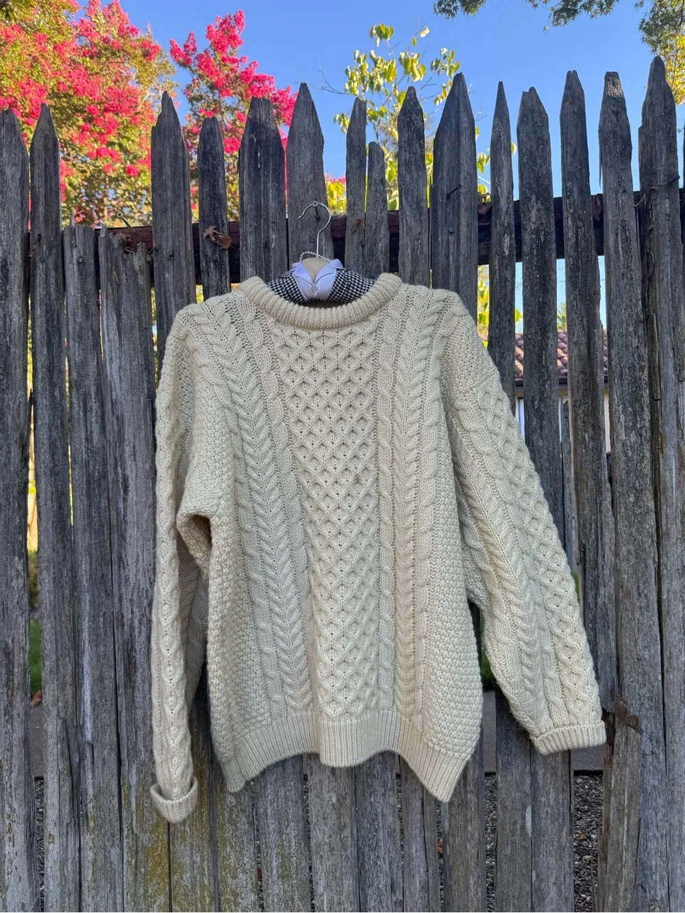 Vintage L.L.Bean Made in Ireland 100% Wool Aran Fisherman Sweater